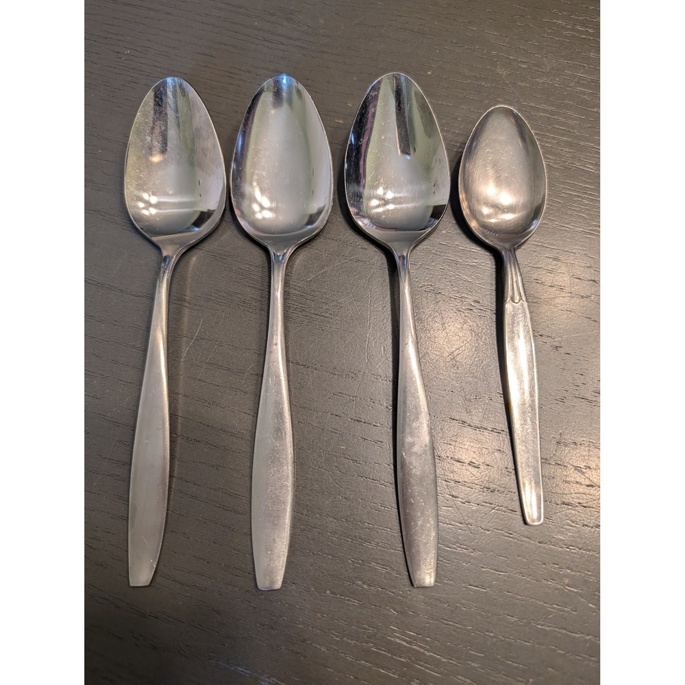 4 Vtg MCM Japan Stainless Steel Spoons Minimalist Danish Modern Replacement Lot